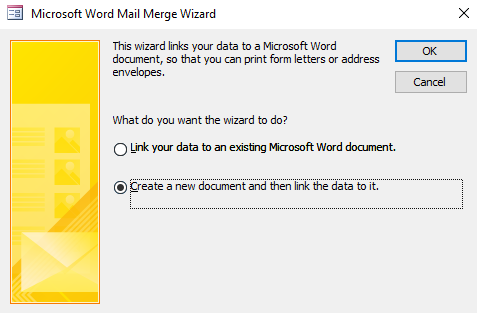 Screenshot of the Microsoft Word Mail Merge Wizard