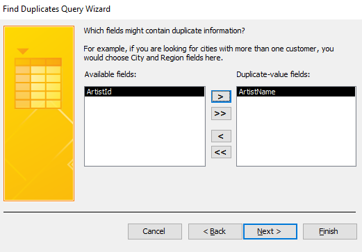 Screenshot of the Query Wizard.