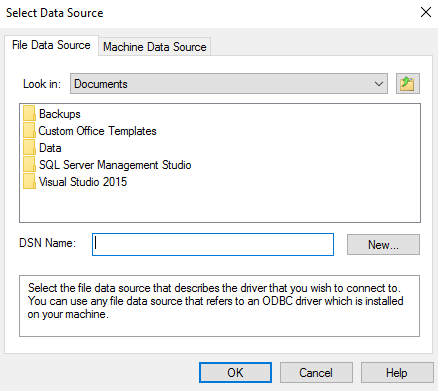 Screenshot of the Select Data Source prompt