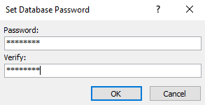 Screenshot of setting a password