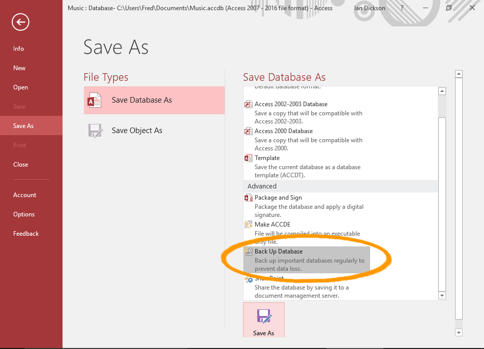 Screenshot of the File menu.