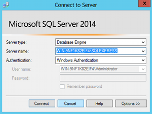Screenshot of SQL Server Management Studio login