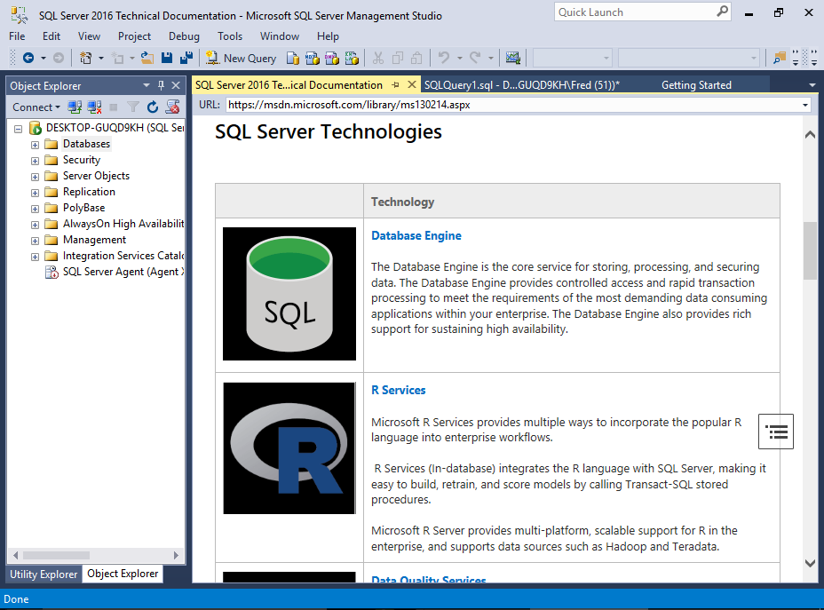 Screenshot of SQL Server Management Studio.