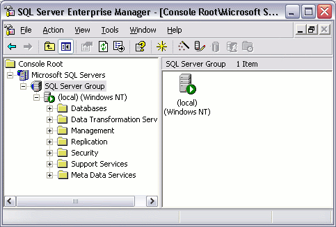 Screenshot of SQL Server 2000.