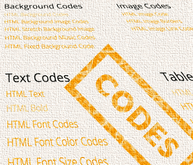 Screenshot of HTML codes