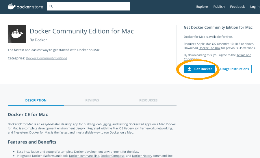 Docker CE for Mac download page
