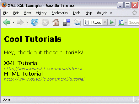 XML XSL example